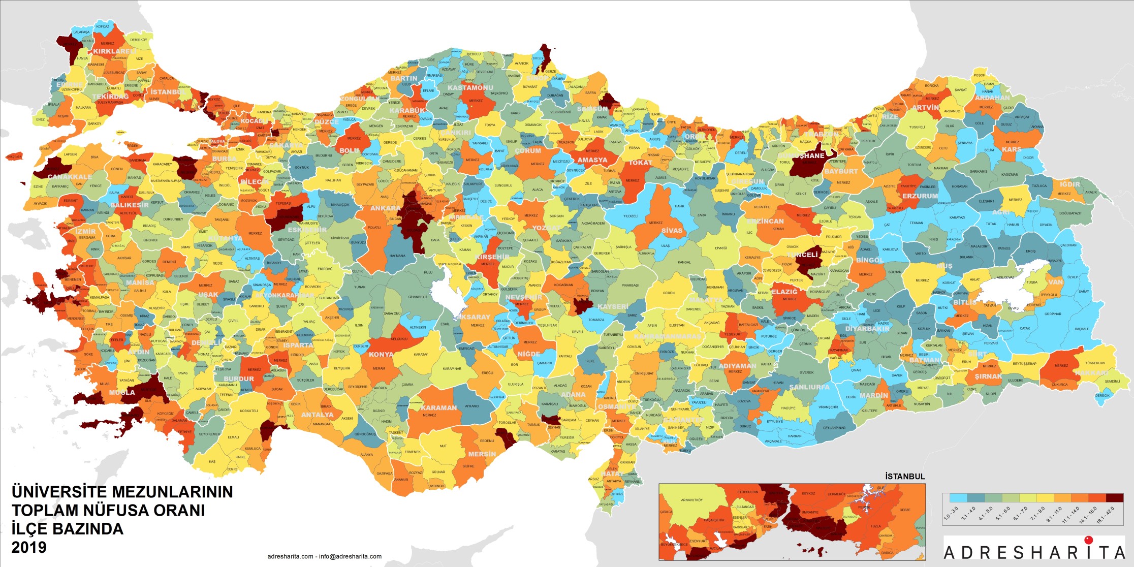 Sayısal Türkiye ilçe haritası